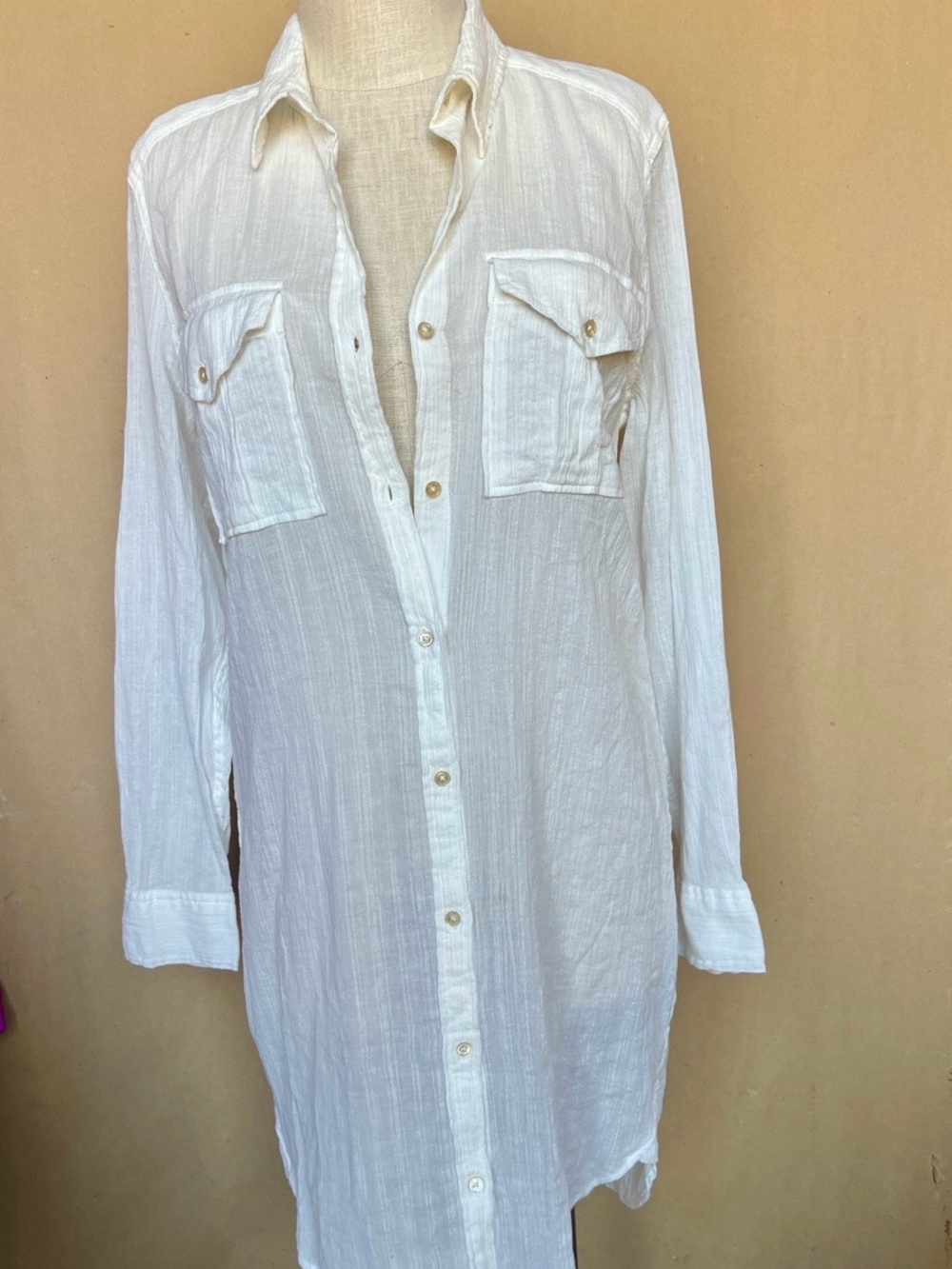 Wilfred White Long-Sleeve Casual Button-Down Shirt
